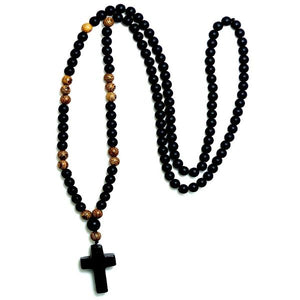 Rosary Cross Pendant Necklace Men's Prayer Necklace Classy Men