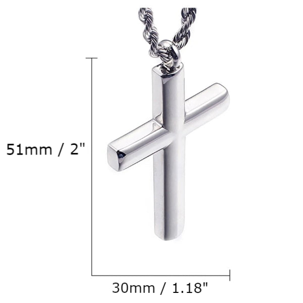 Classy Men Rounded Silver Cross Pendant Necklace