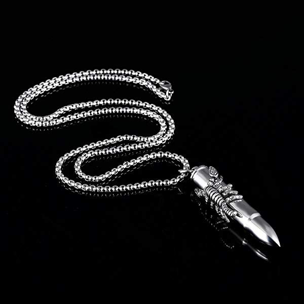 Classy Men Scorpion Bullet Pendant Necklace
