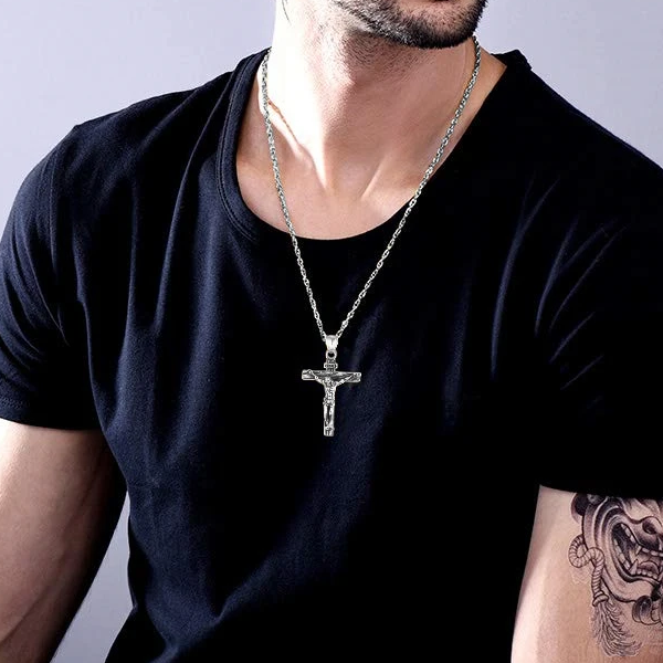 Hanessa Collana Personalizzata Con Incisione In Acciaio Inox 4560 Cm – Croce Con Preghiera Padre Nostro In Spagnolo In Neroargento – Collana Da Uomo – Gioielli Personalizzati Da Uomo, Acciaio - Foto 9