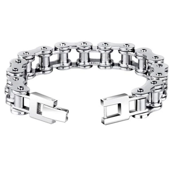 Classy Men Silver Steel Biker Chain Bracelet