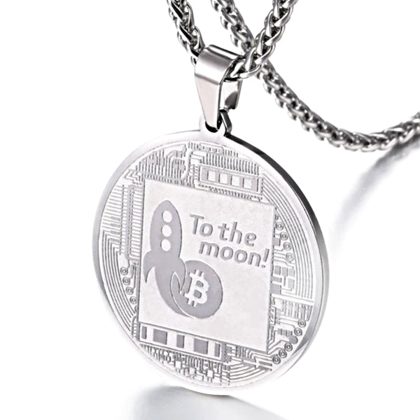 Classy Men Silver Bitcoin Pendant Necklace