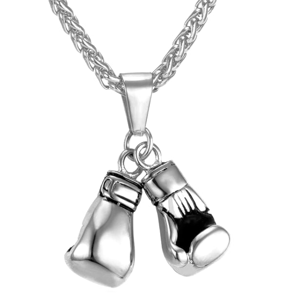 Silver boxing gloves pendant necklace made of stainless steel