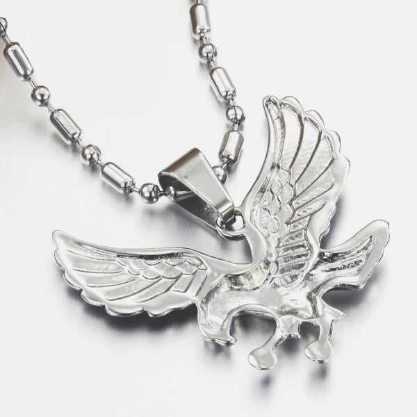 Classy Men Silver Eagle Pendant Necklace