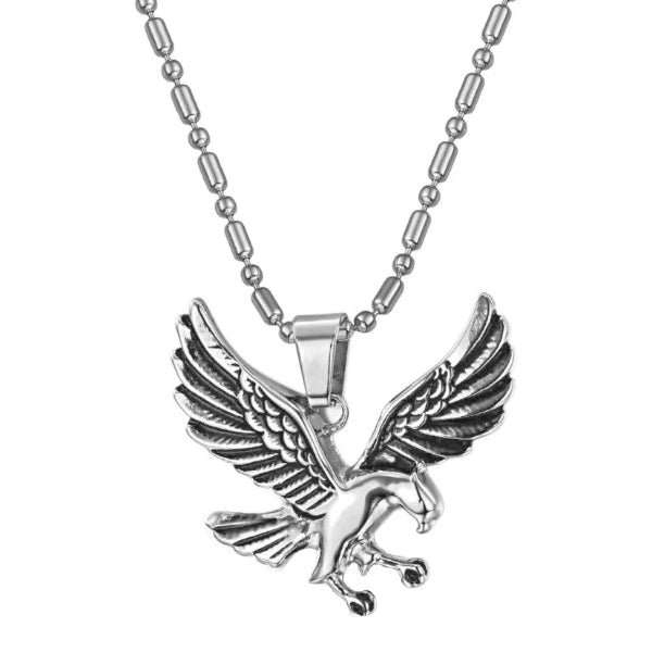 Classy Men Silver Eagle Pendant Necklace