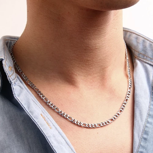 Classy Men 5.5mm Silver Figaro Chain Necklace