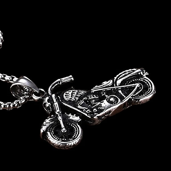 Classy Men Silver Motorcycle Biker Pendant Necklace