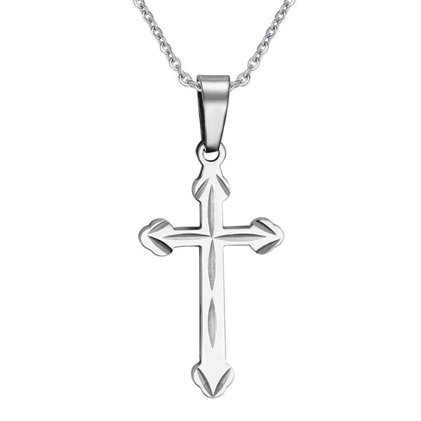 Classy Men Silver Orthodox Cross Pendant Necklace