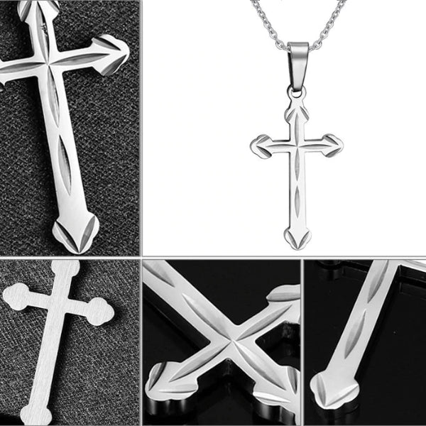 Classy Men Silver Orthodox Cross Pendant Necklace