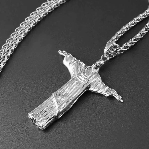 Classy Men Silver Savior Jesus Christ Pendant Necklace