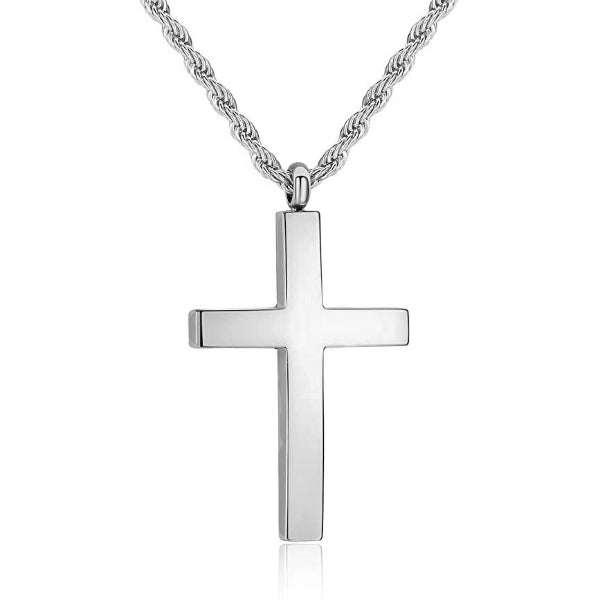 Tapered Silver Cross Pendant Necklace for Men | Classy Men Collection