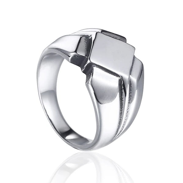 Silver Viking ring with minimal design on a white background