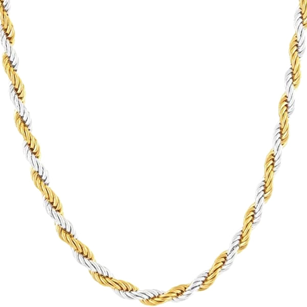 Classy Men 2mm Silver Gold Twist Rope Chain Necklace