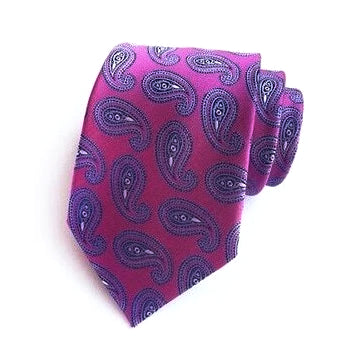 Cravatta formale in seta paisley viola da uomo di classe