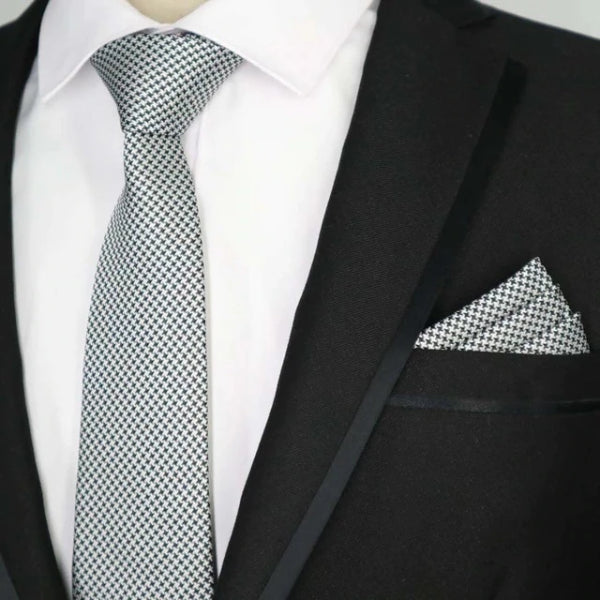 Classy Men White Black Dotted Silk Tie