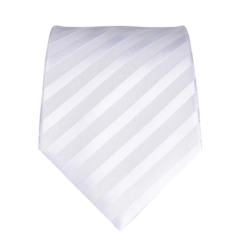 Classy Men White Silver Striped Silk Tie