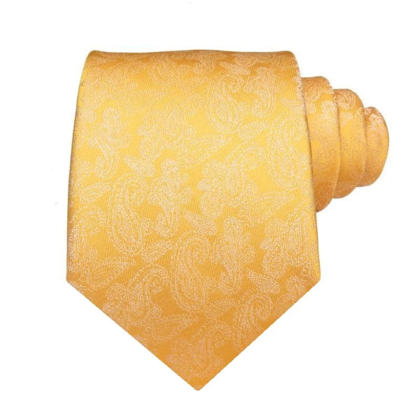 Classy Men Yellow Gold Paisley Silk Tie